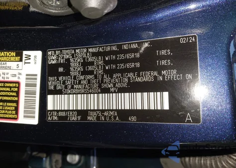 2024 Toyota Highlander Xle from USA, damaged, VIN 5TDKDRBH9RS546004